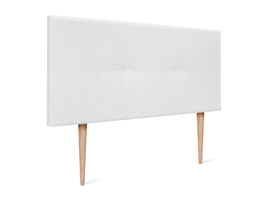 Domopure Natural Linen Headboard with Buttons 95x105cm with Legs for 90cm Beds - White BRVC29031