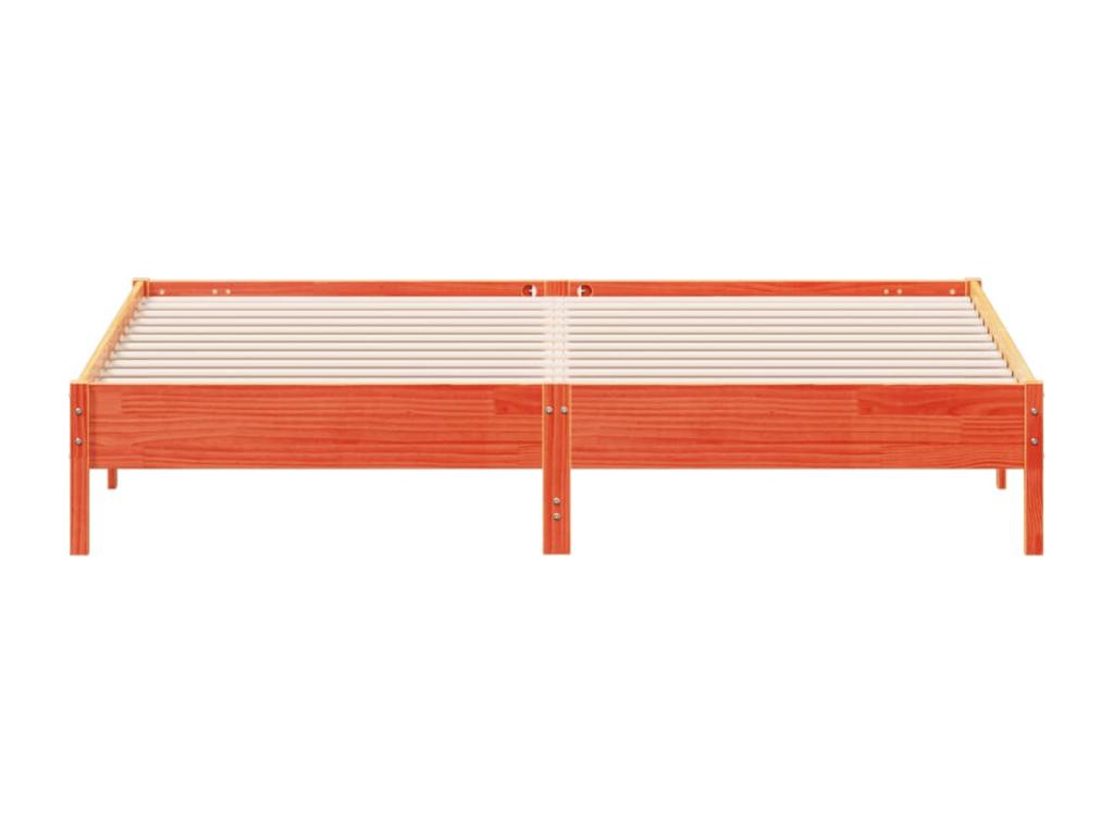 Bed frame without mattress, brown wax finish, 200x200cm, solid pine wood, MMPW63591