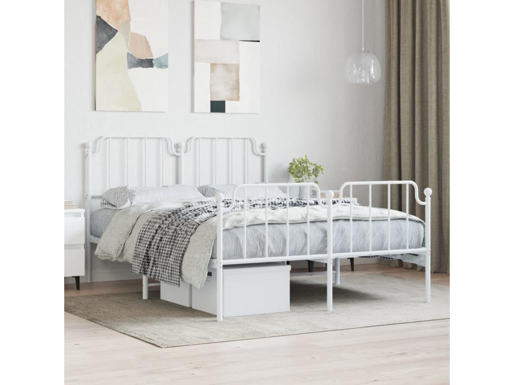 Metal bed frame without mattress and white bed legs 140x200 cm COQB17002