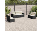 7-piece garden furniture set with cushions, black woven resin ZCJO63324
