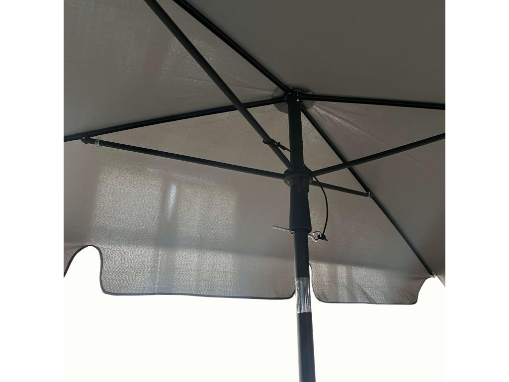 Domopure beach parasol with UV protection, light grey. Weight: 2.8 kg. Dimensions: L200 x W123 x H235 cm. WIWN71327