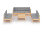 8-piece garden furniture set with cushions, solid pine wood CFXG51617