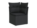 6-piece garden furniture set with cushions, black woven resin NKQF74754