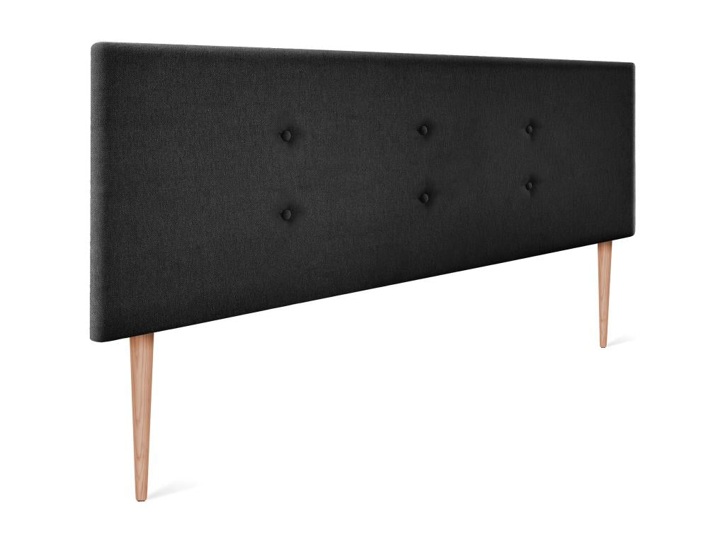 Domopure Tête de lit en tissu Aqualine avec 2 Domopureées de boutons 135x105cm avec pieds Lits 120/135 - Noir UKFT24969