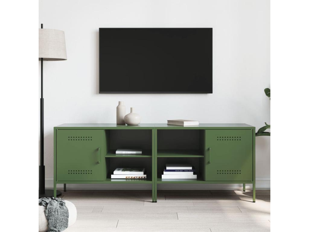 2-piece TV stand, olive green, 68x39x50.5 cm, steel, FDYE10795
