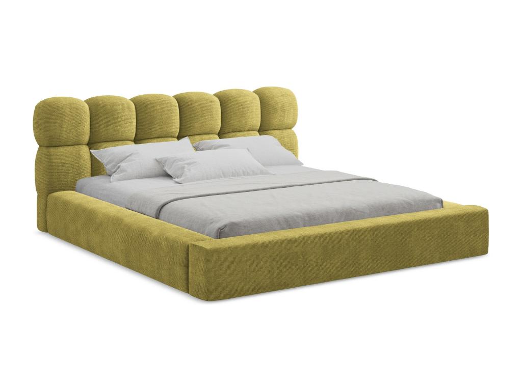 Upholstered bed with storage 180x240 - Chenille - lime green - Domopure GDGO58867