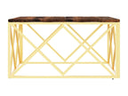 Gold coffee table in stainless steel and reclaimed solid wood LSYQ90210