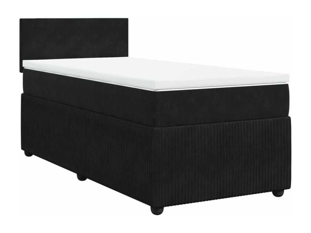 Sommier à Domopure de lit avec matelas Noir 90x200 cm Velours LWRR35802