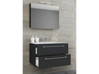 Domopure 3-pièces lavabo meuble de salle de bains ensemble lavabo Domopure tiroir miroir 80 - noir DMCO45384