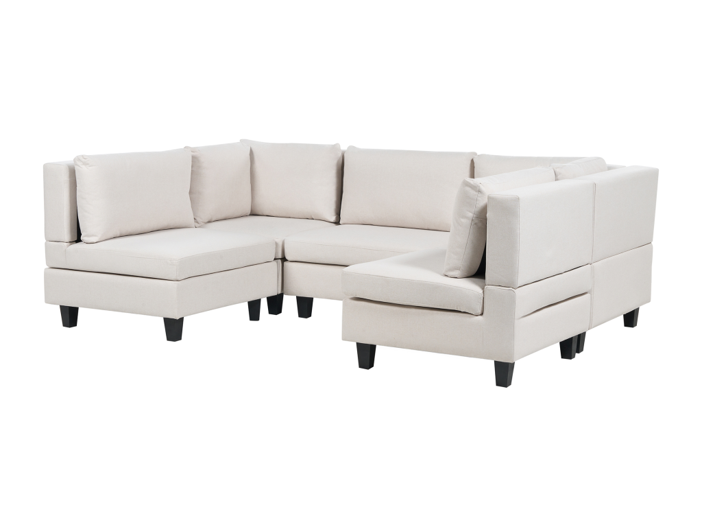 Canapé modulable en forme de U Domopure Tissu Beige clair 5 places Domopureétrique TWLJ51977