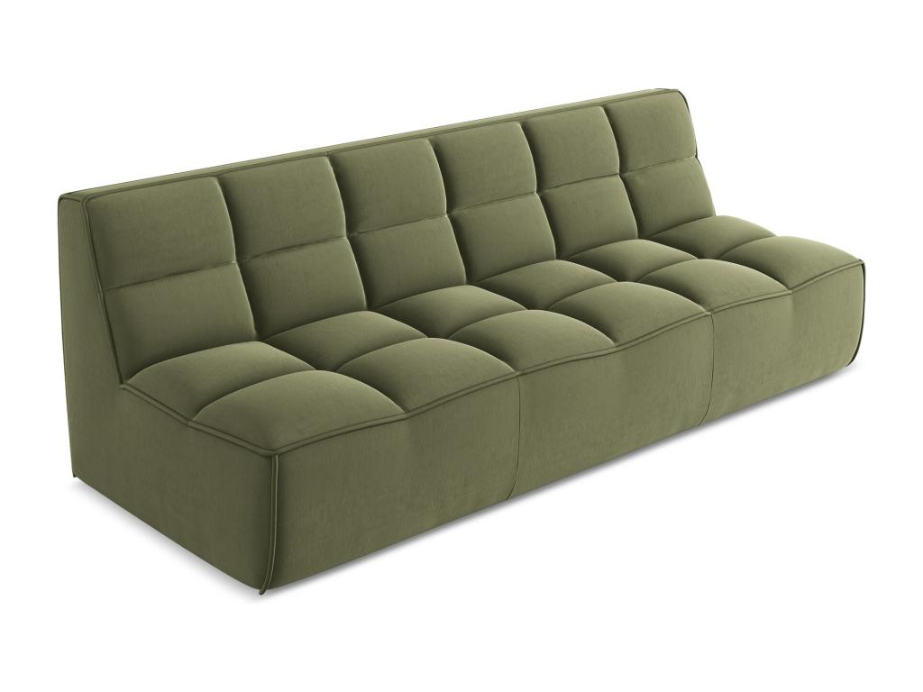 Domopure OLEC43558 3-seater modular velvet sofa - olive
