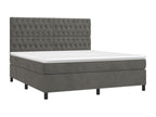 Upholstered bed base with mattress and LED lighting, Dark Grey, 180x200 cm, Velvet, YOGP93887