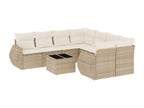 9-piece beige resin wicker garden furniture set with cushions HSYG56748
