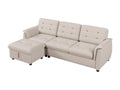 4-seater corner sofa with footrest and storage - 239x139x84 cm - Sponge and linen - Beige HSLB56084