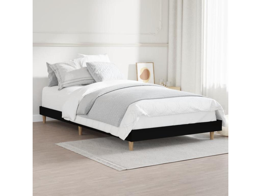 Black bed frame 90x190 engineered wood REGN92668