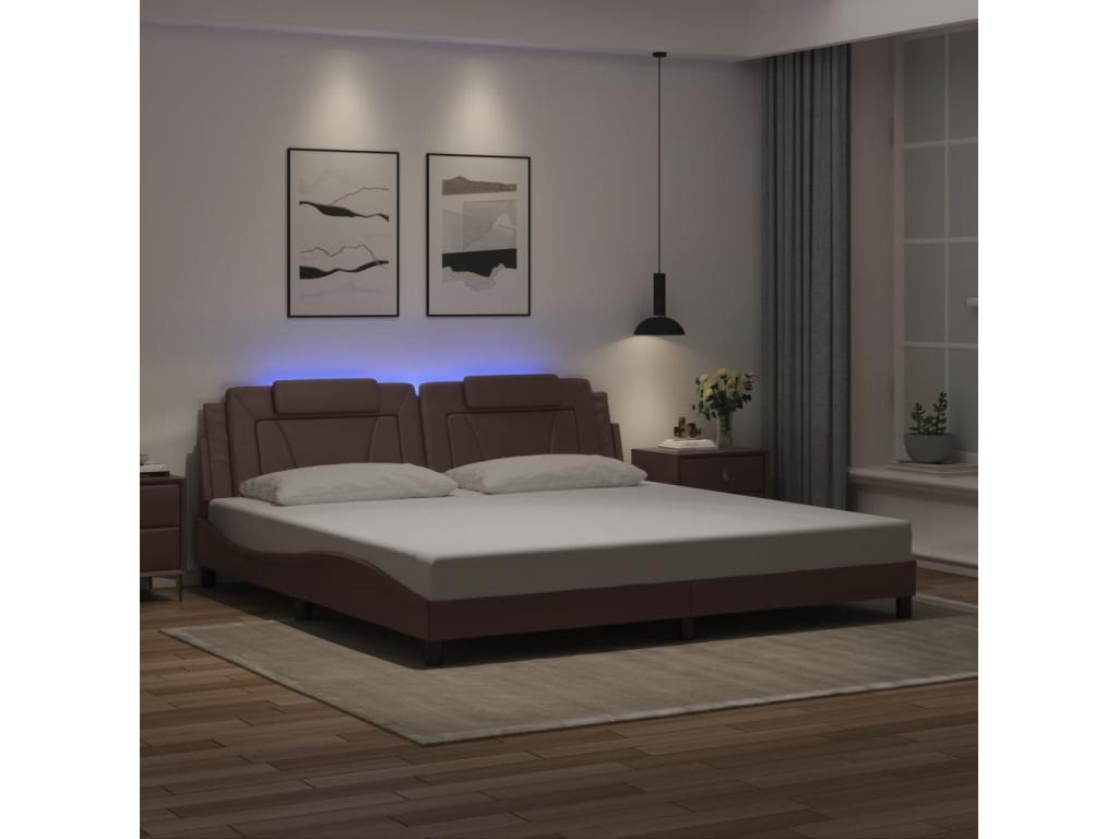 Cadre de lit avec LED sans matelas marron 200x200 cm EBVB95918