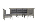 5-piece garden furniture set with cushions, grey woven resin, TDCX24642