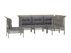 5-piece garden furniture set with cushions, grey woven resin, TDCX24642
