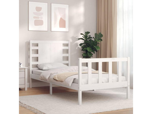 White bed frame and headboard 100x200 cm solid wood RTPC45161