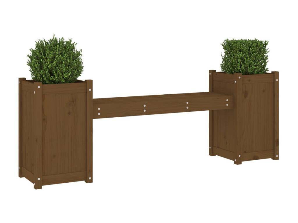 Banc avec jardinières marron miel bois massif de pin WNUV86877