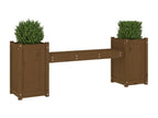 Banc avec jardinières marron miel bois massif de pin WNUV86877
