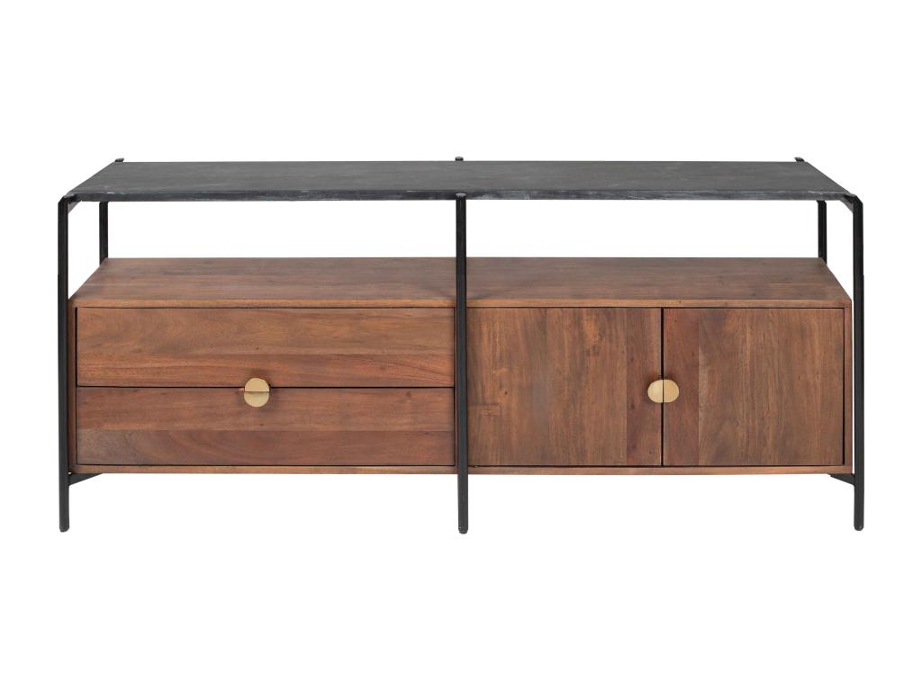 Meuble TV en marbre avec rangement en Domopure massif 152 cm TRDD46167