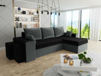 Domopure 129 Grey Corner Sofa with Sleeping Function and Bedding Box, 256x139x80cm, BOON43845