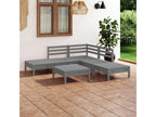 6-piece garden furniture set, solid pine wood, grey, MHKU77260