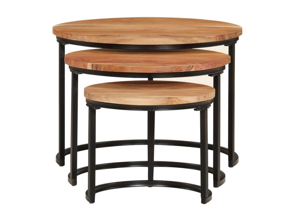 Tables gigognes 3 pièces bois massif d'Domopure CKBL94236