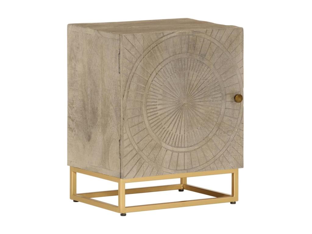 Table de chevet 40x30x50 cm bois massif manguier et fer IHBB10904