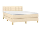 Lit à sommier tapissier avec matelas Crème 140x200 cm Tissu ZLLC36229