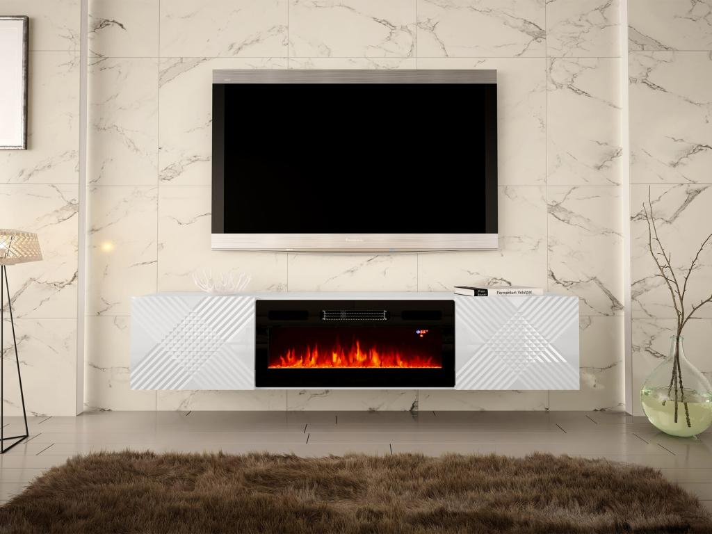 Meuble TV Domopure A112 Blanc brillant - Blanc 180x38x35cm EJDG38013
