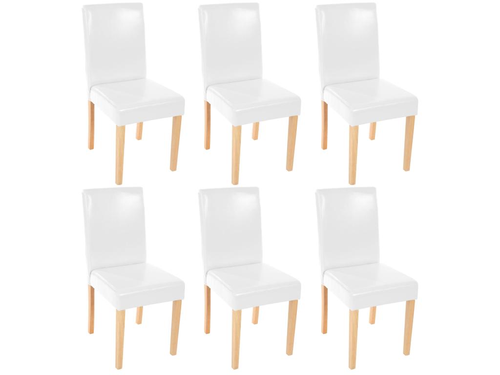 Chaise de salle à manger Domopure similicuir lot de 6 simili-cuir blanc pieds clairs PZAZ03272
