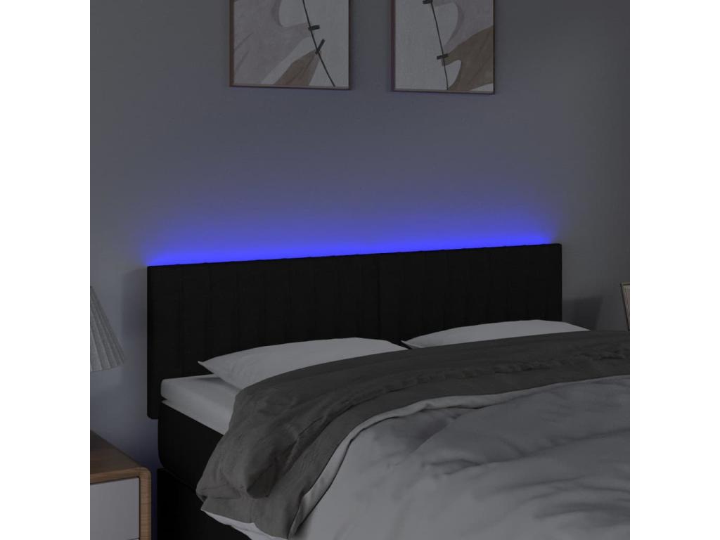 Tête de lit à LED Noir 144x5x78/88 cm Tissu JMQP20561