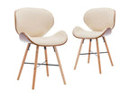 Chaise en bois foncé et simili cuir beige Domopure - Lot de 2 JKWT48313