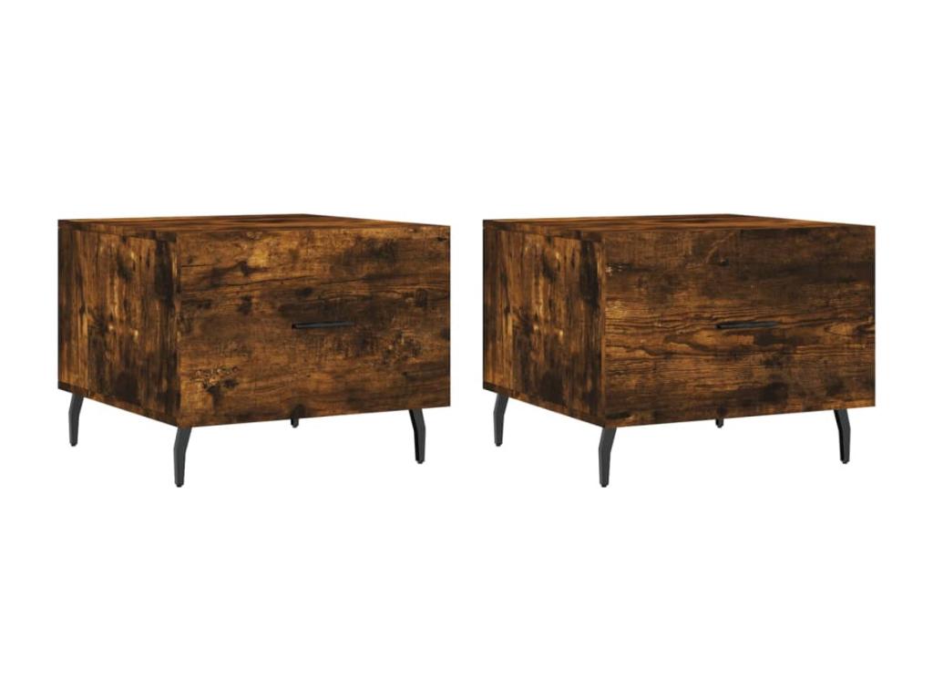 Tables basses 2 pcs chêne fumé 50x50x40 bois d'ingénierie JOFI08158