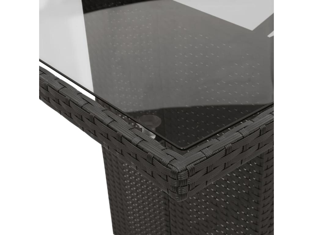 7-Piece Garden Dining Set with Cushions, Black Wicker Resin VGHJ01502