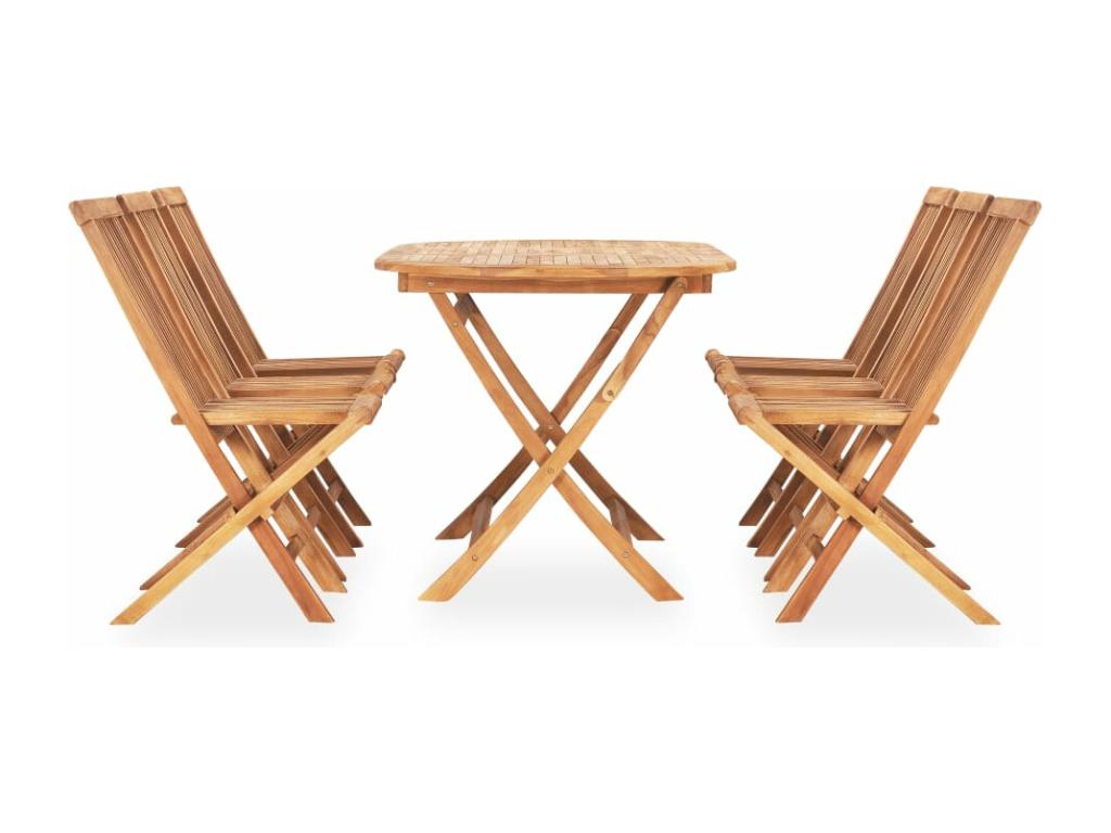 7-Piece Folding Outdoor Dining Set, Solid Teak Wood WOFH06449