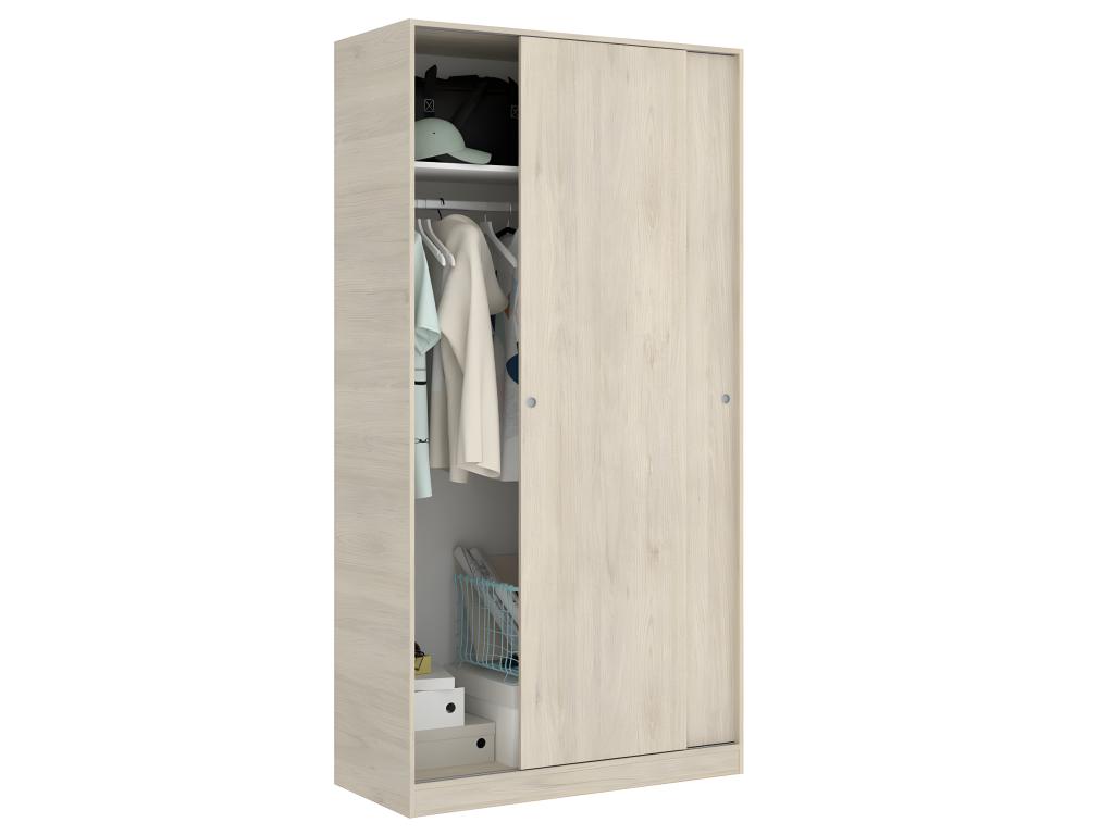Armoire à portes coulissantes Couleuris naturel - Longueur 100 x Profondeur 50 x Hauteur 204 cm MIKC14356