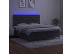Upholstered bed base with mattress and LED lighting, Dark Grey, 180x200 cm, Velvet, YOGP93887
