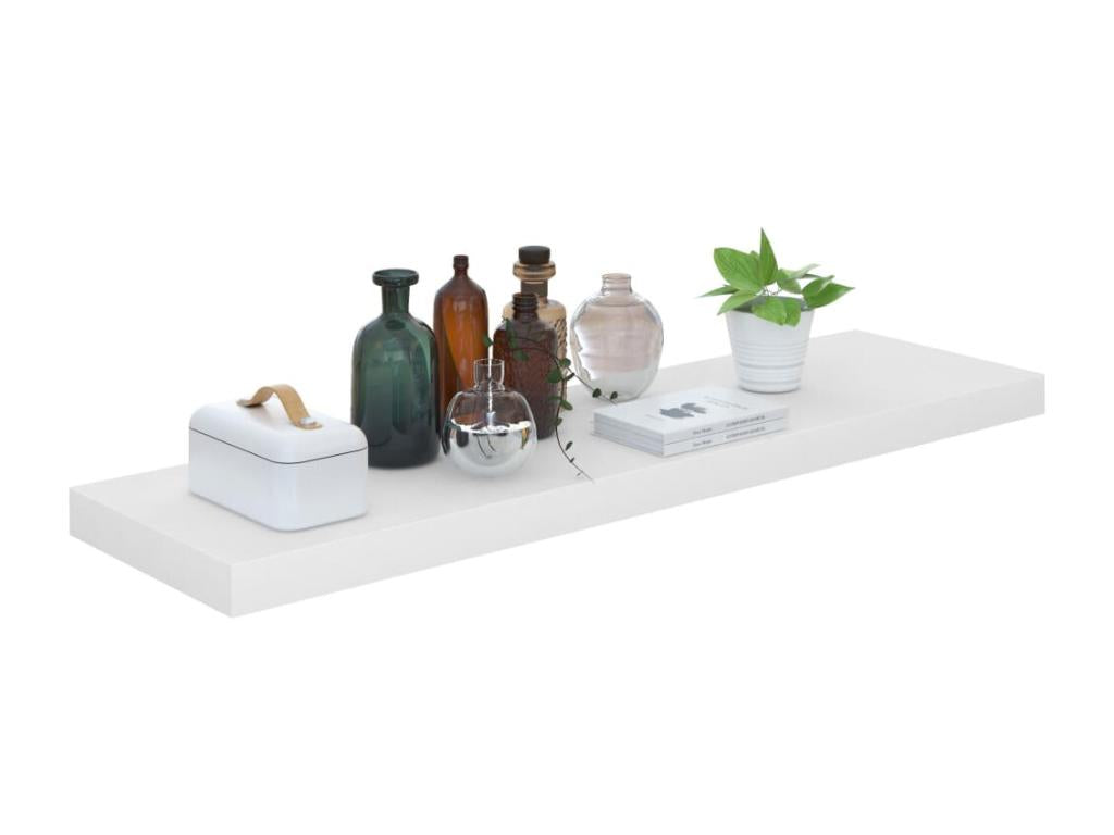 Floating wall shelf, glossy white, 90x23.5x3.8 cm, MDF, BIBG55001