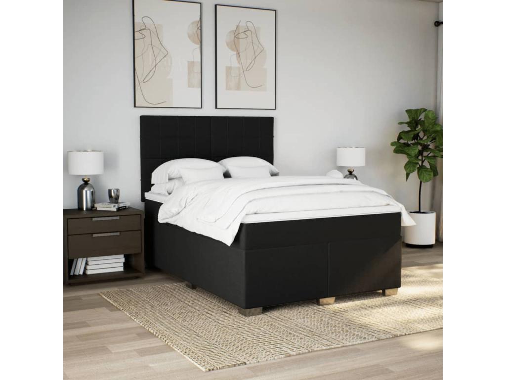 Decohaute bed base with black mattress 140x200 cm fabric XCIB45566