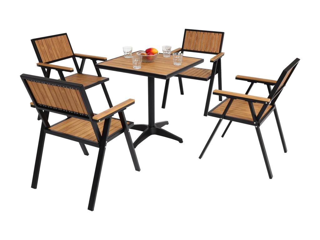Set de 4 chaises de jardin table de jardin Decohaute-J95 noir teck FQNJ39737