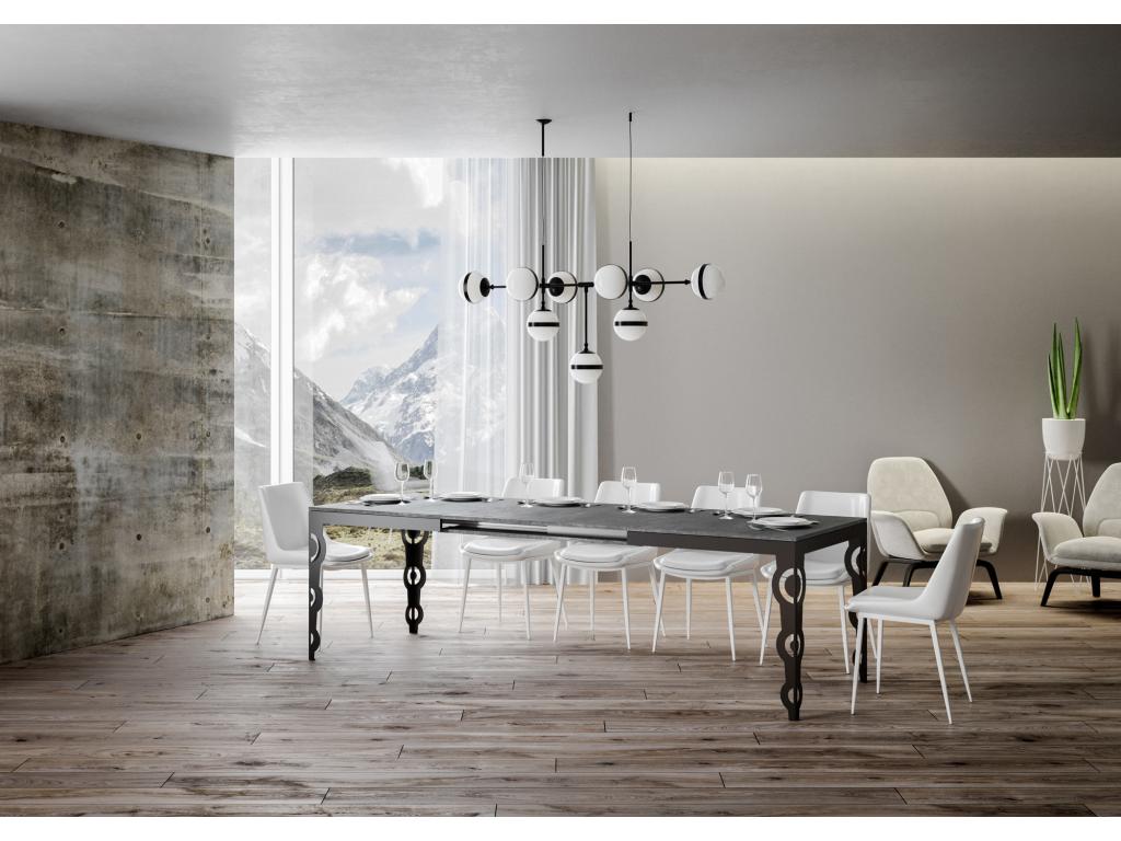 Karamay Evolution Extendable Table 90x160/264 cm Concrete Grey Anthracite Frame PJUJ06954