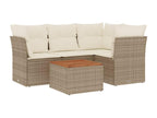 5-piece garden furniture set with cushions, beige woven resin RGWP24209