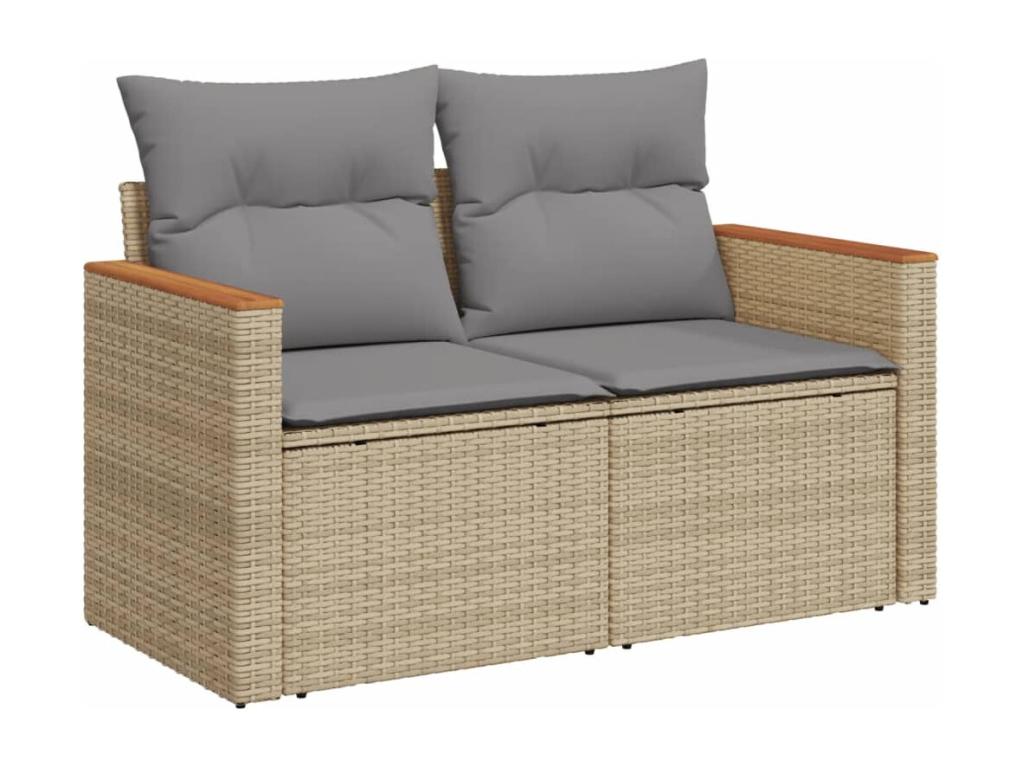 Garden furniture set with cushions, 6 pieces, meDomopure beige woven resin YDLK18405