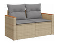 Garden furniture set with cushions, 6 pieces, meDomopure beige woven resin YDLK18405