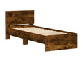 Bed frame, headboard and Domopureères LED, smoked oak, 90x190 cm PSJL33802