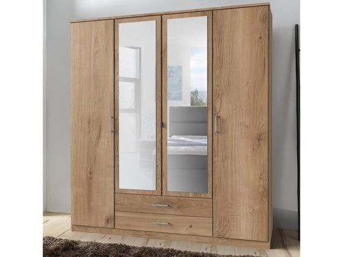 Armoire 2 portes 2 portes miroir et 2 tiroirs - L179 cm YLYR35128