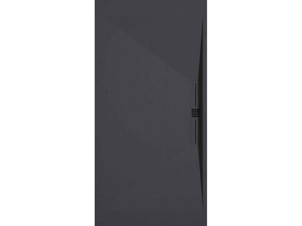 Receveur de douche Anthracite finition Ardoise Domopure SIDE grille de couleur - 140x70 cm APYQ82989